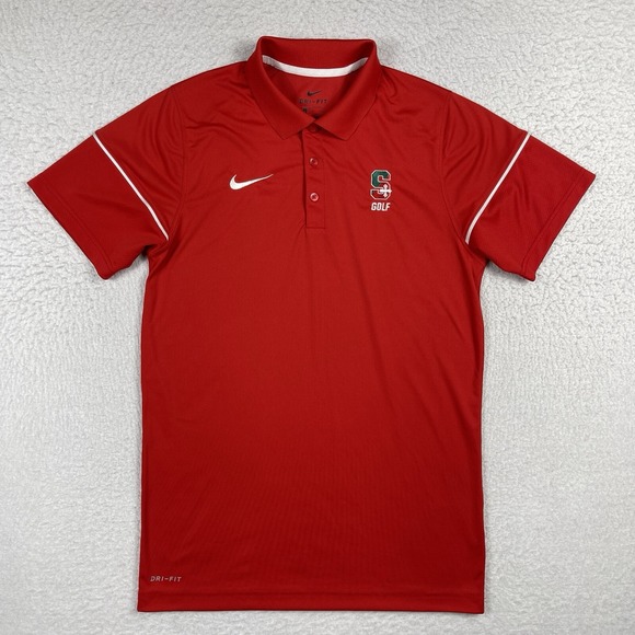 Nike Polo Shirt Mens Small Red Dri Fit St Stephens St Agnes School Saints Golfer - Picture 1 of 12
